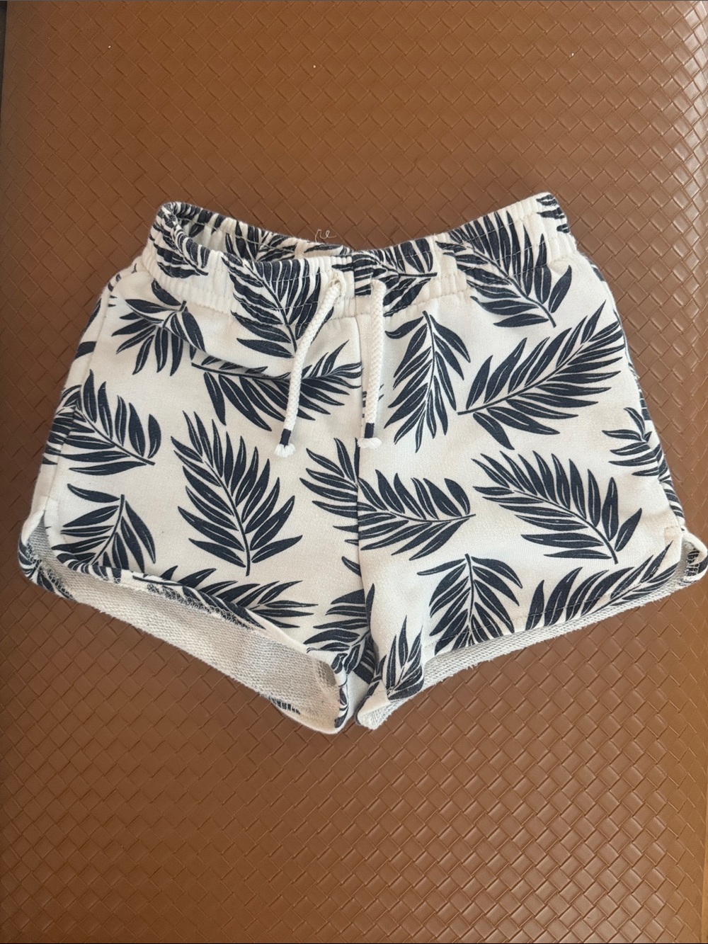 Zara Girls’ Palm-Print White and Black Lounge Shorts